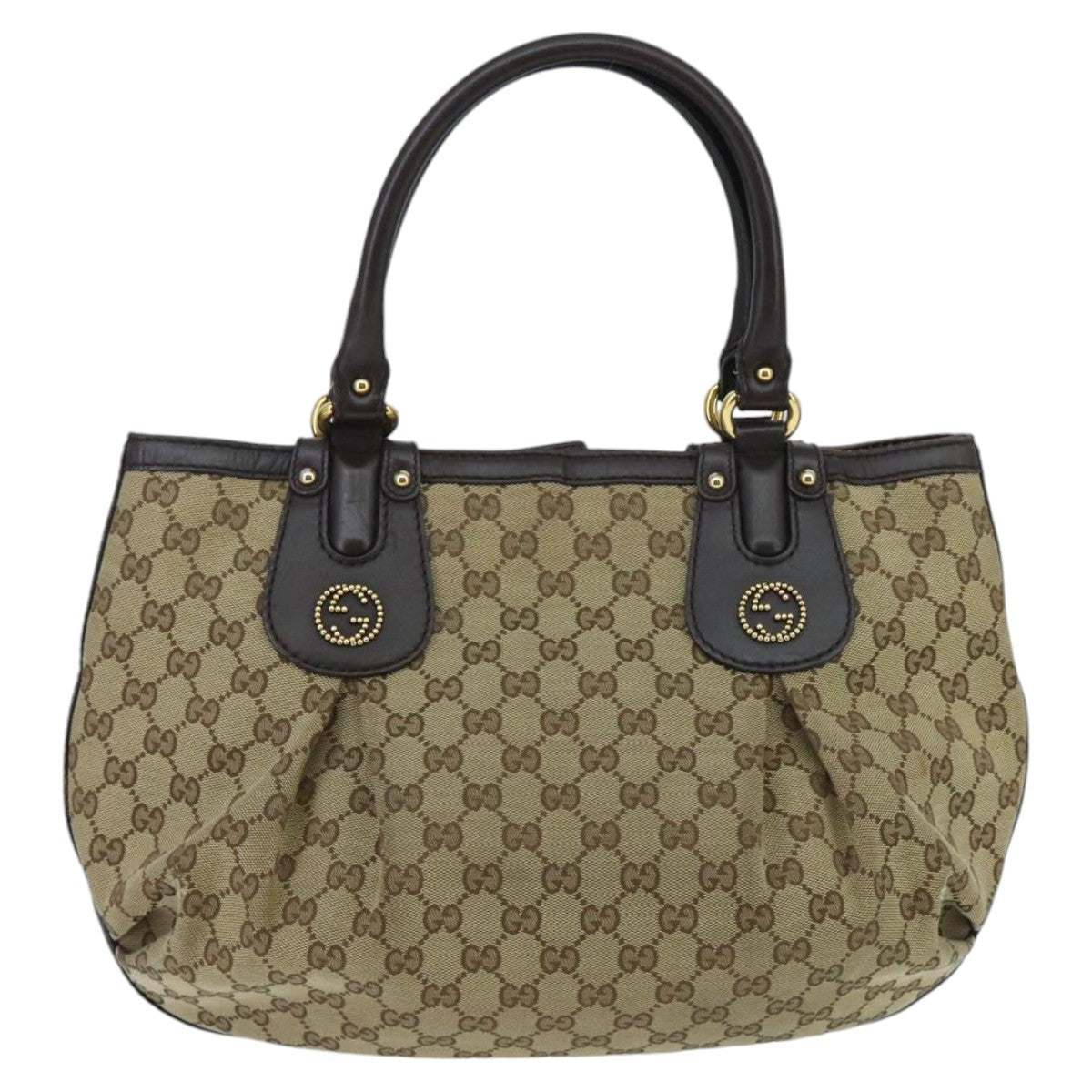 GUCCI GG Canvas Hand Bag Beige Gold 269953 ep6313