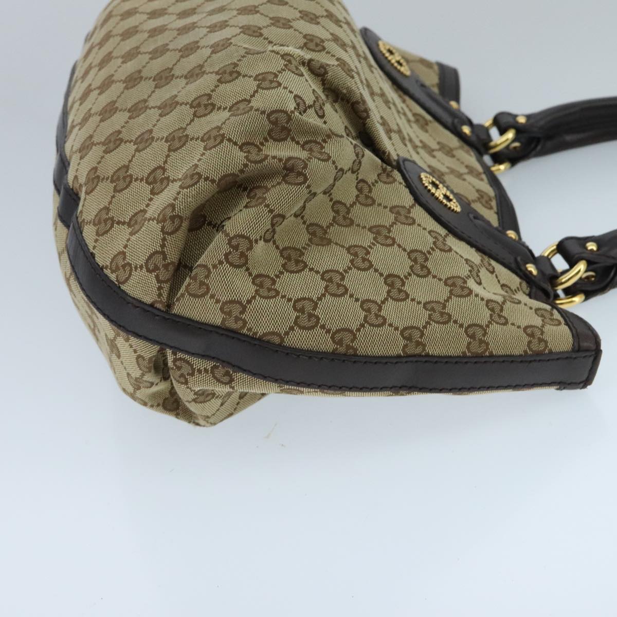 GUCCI GG Canvas Hand Bag Beige Gold 269953 ep6313