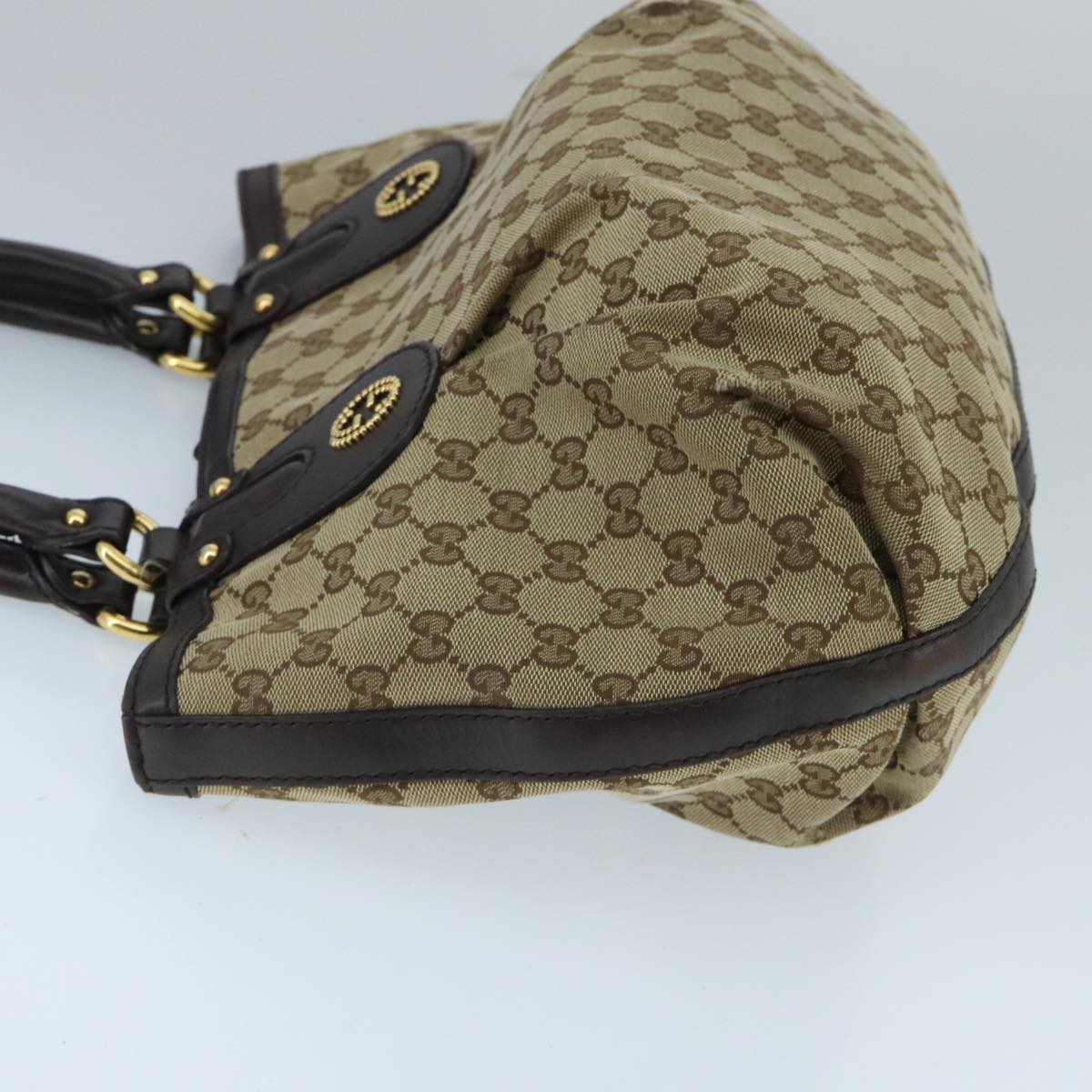 GUCCI GG Canvas Hand Bag Beige Gold 269953 ep6313