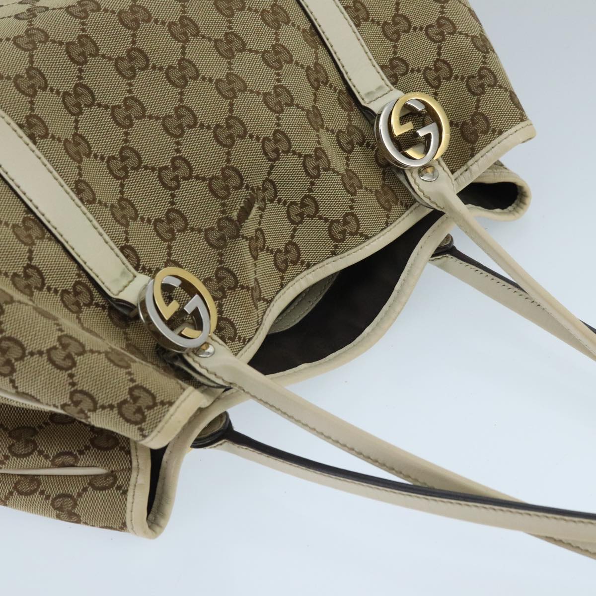 GUCCI GG Canvas GG Twins Tote Bag Beige Gold 232957 ep6314