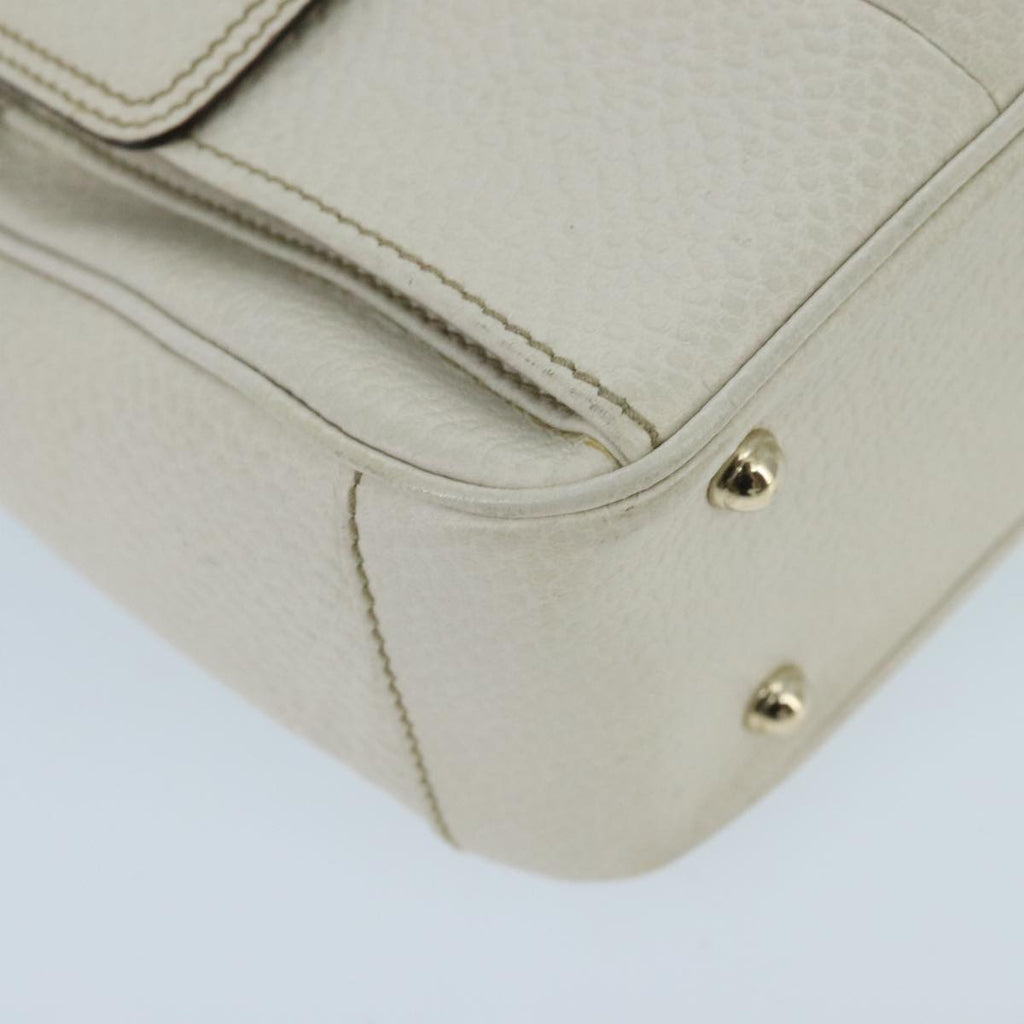 GUCCI Bamboo Hand Bag Leather White Gold 137381 ep6322