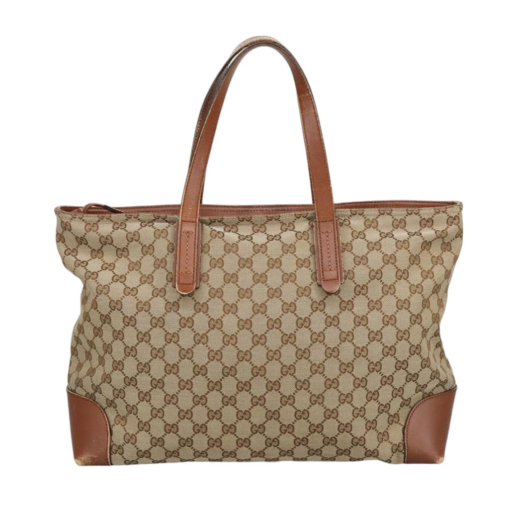 GUCCI GG Canvas Tote Bag Beige Silver 308928 ep6333