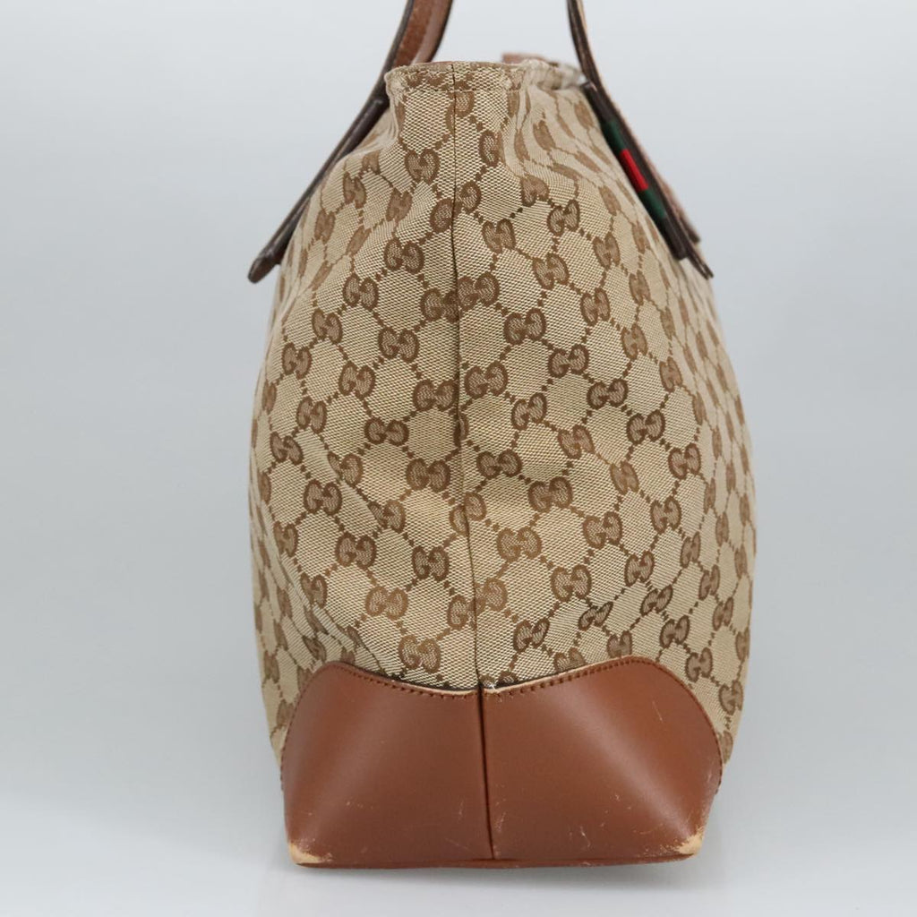 GUCCI GG Canvas Tote Bag Beige Silver 308928 ep6333