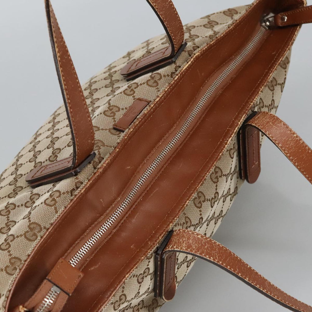 GUCCI GG Canvas Tote Bag Beige Silver 308928 ep6333