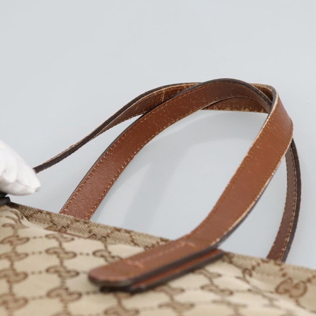 GUCCI GG Canvas Tote Bag Beige Silver 308928 ep6333