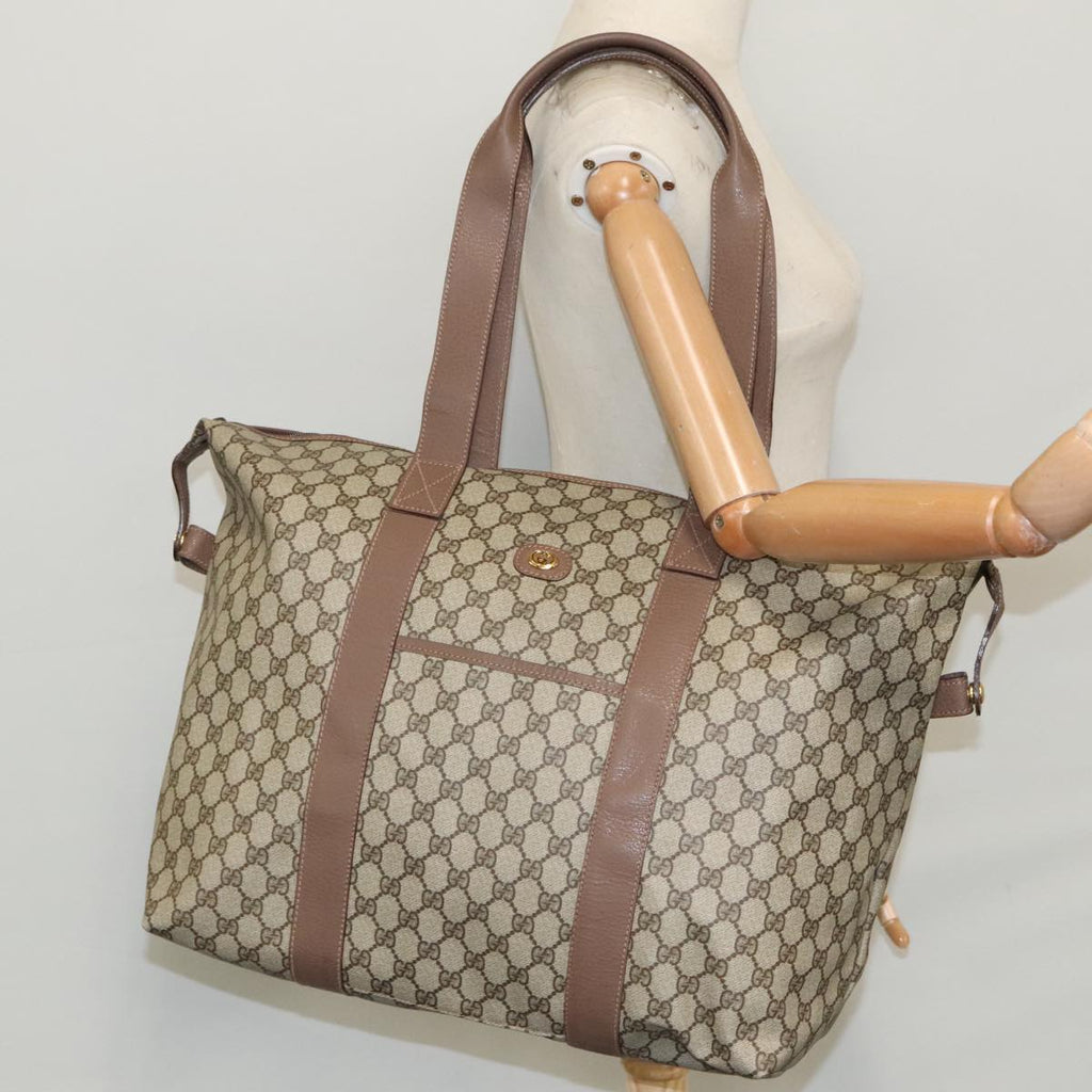 GUCCI GG Supreme Boston Bag PVC Leather Beige Gold ep6350