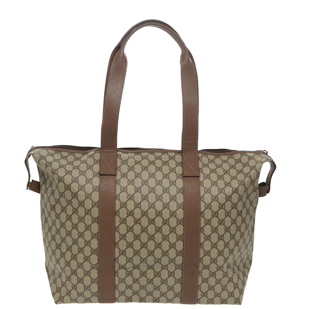 GUCCI GG Supreme Boston Bag PVC Leather Beige Gold ep6350