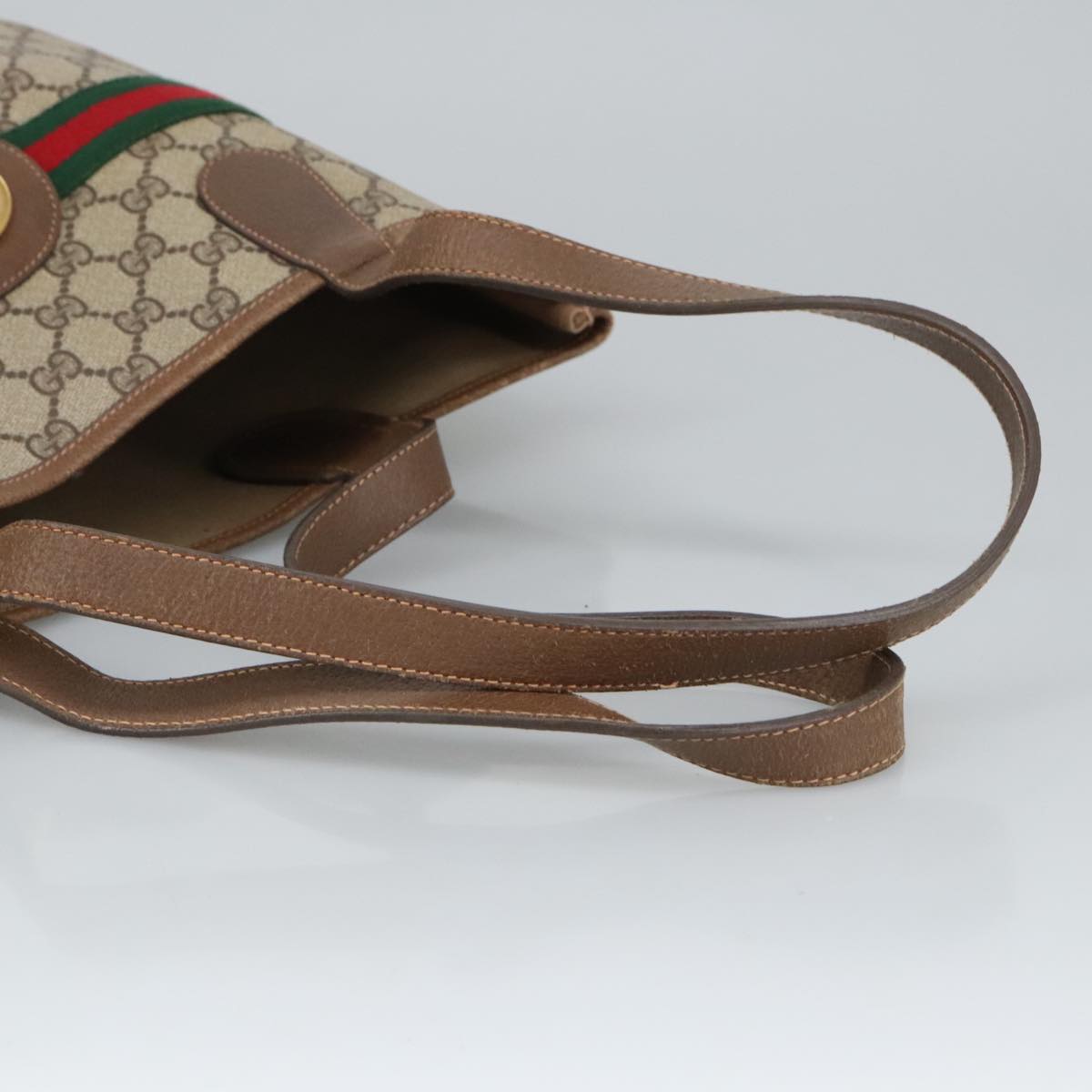 GUCCI GG Supreme Web Sherry Line Interlocking Tote Bag PVC Beige ep6353
