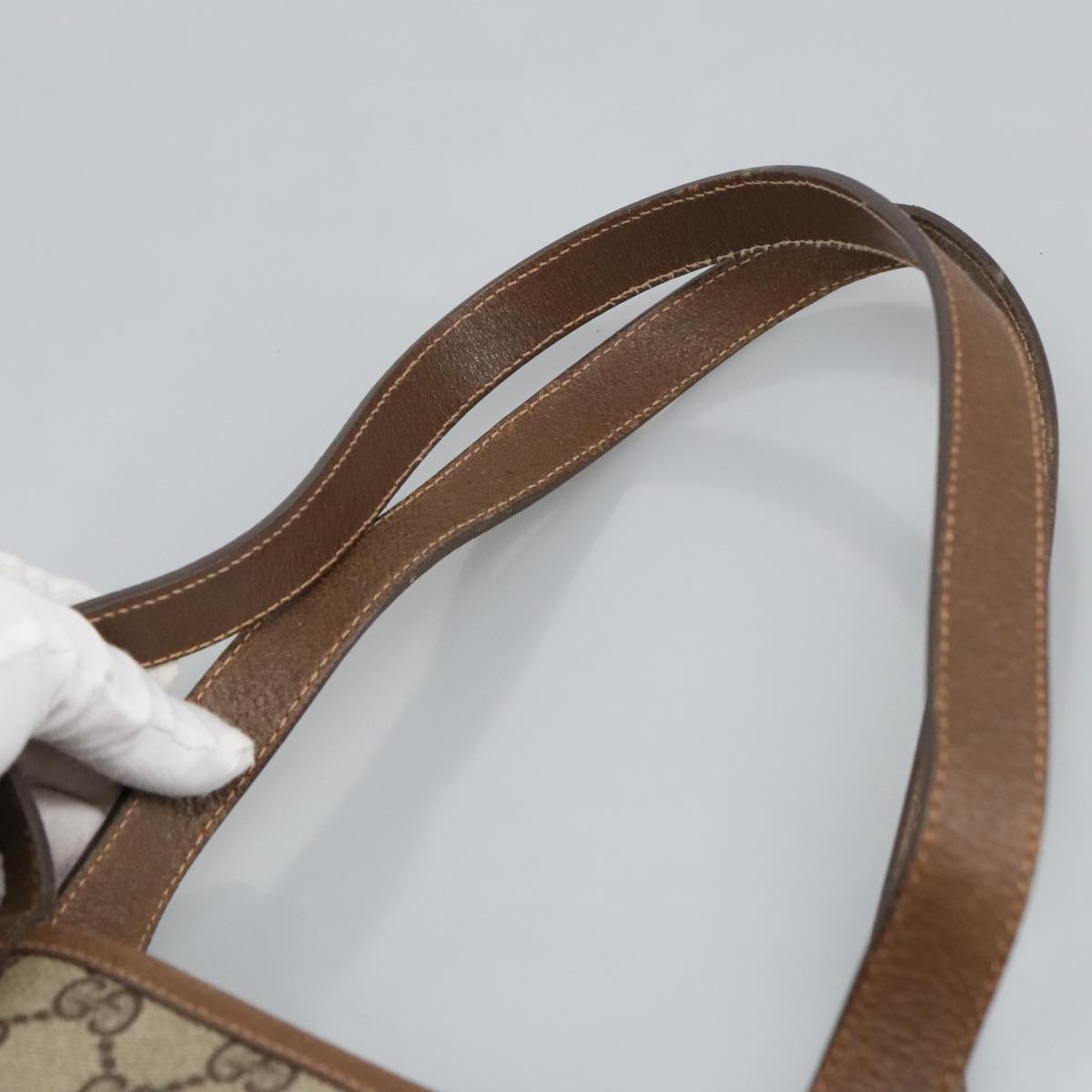 GUCCI GG Supreme Web Sherry Line Interlocking Tote Bag PVC Beige ep6353