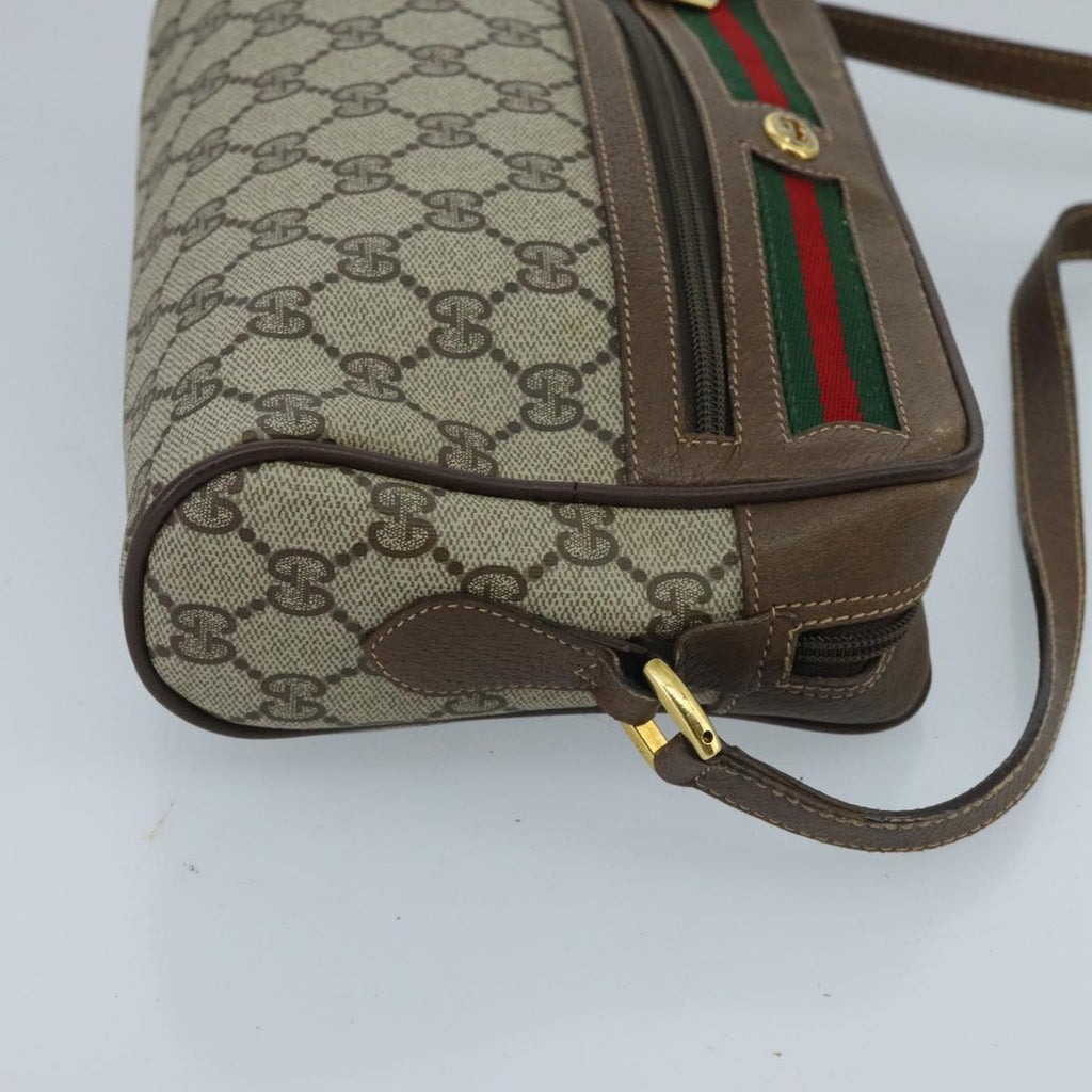 GUCCI GG Supreme Web Sherry Line Shoulder Bag PVC Beige Red Green ep6358