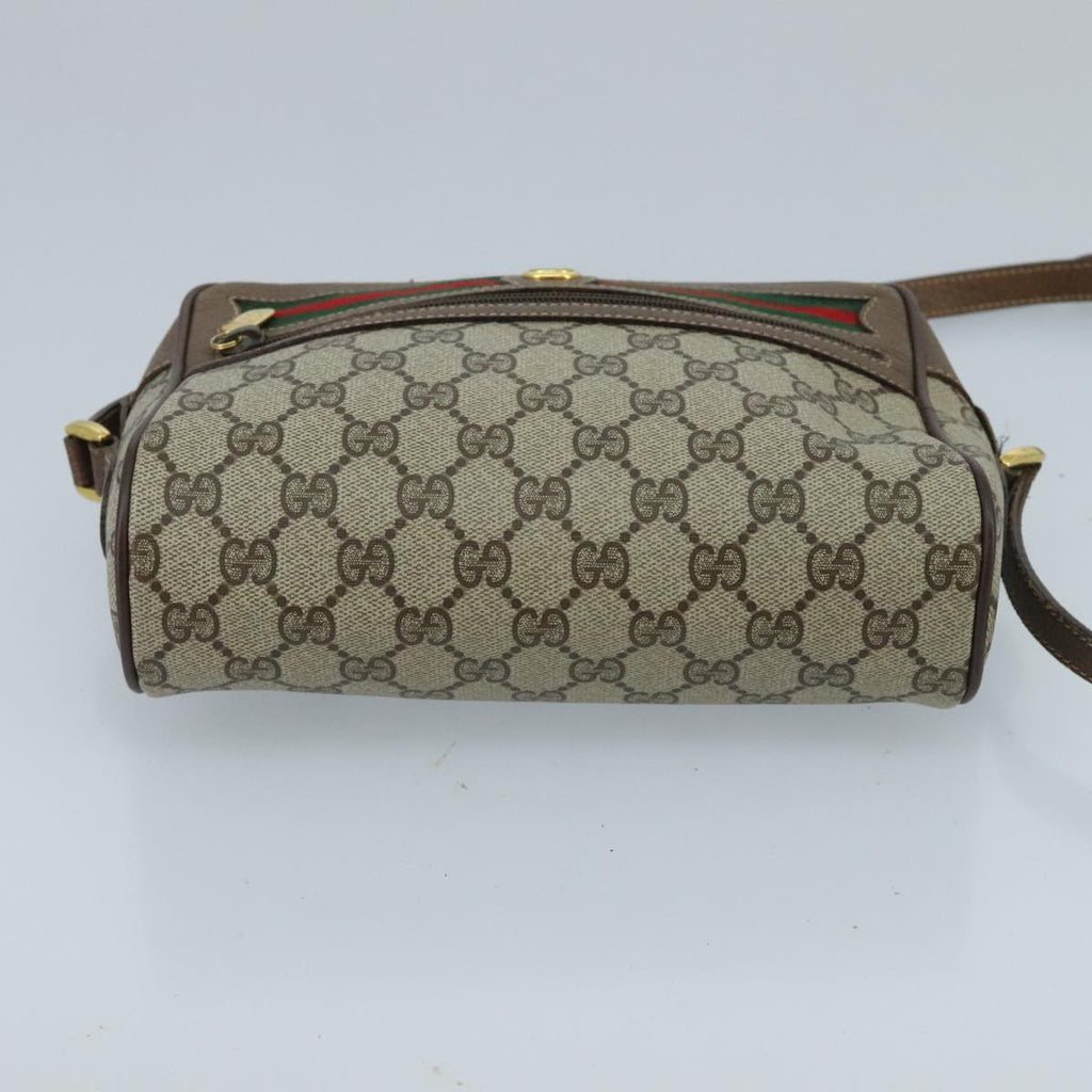 GUCCI GG Supreme Web Sherry Line Shoulder Bag PVC Beige Red Green ep6358