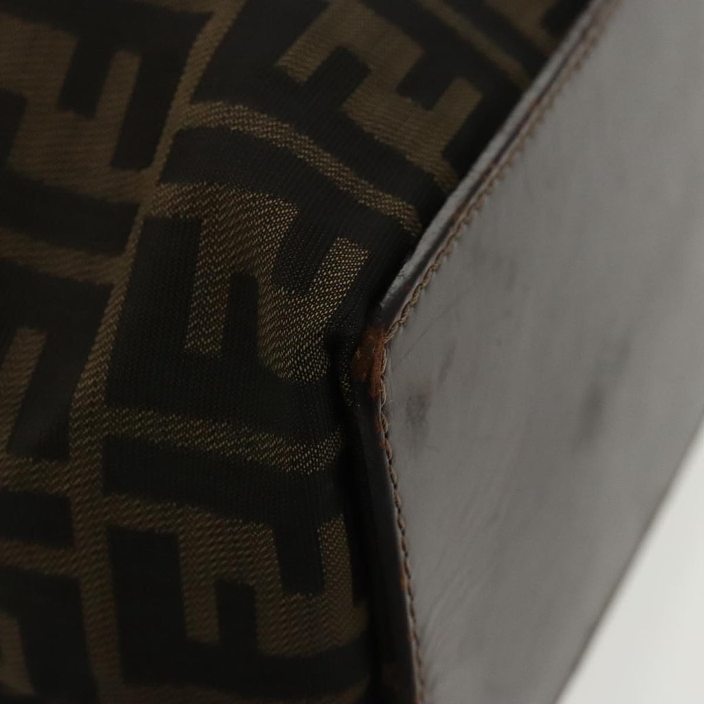 FENDI Zucca Canvas Tote Bag Brown Black Silver ep6371
