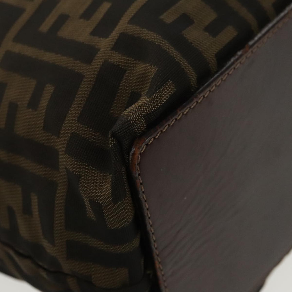 FENDI Zucca Canvas Tote Bag Brown Black Silver ep6371