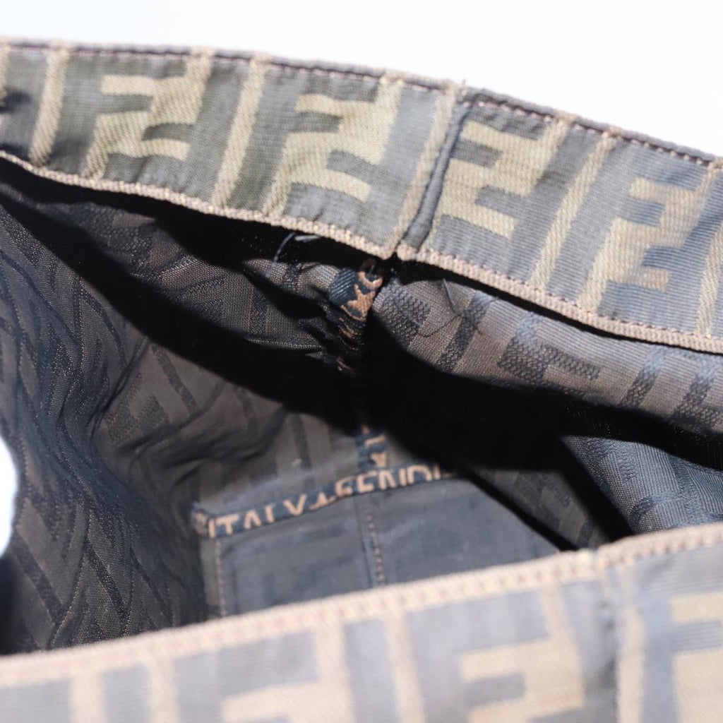 FENDI Zucca Canvas Tote Bag Brown Black Silver ep6371
