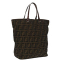 FENDI Zucca Canvas Tote Bag Brown Black Silver ep6371