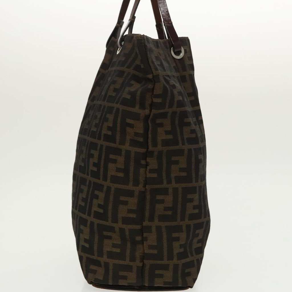FENDI Zucca Canvas Tote Bag Brown Black Silver ep6371