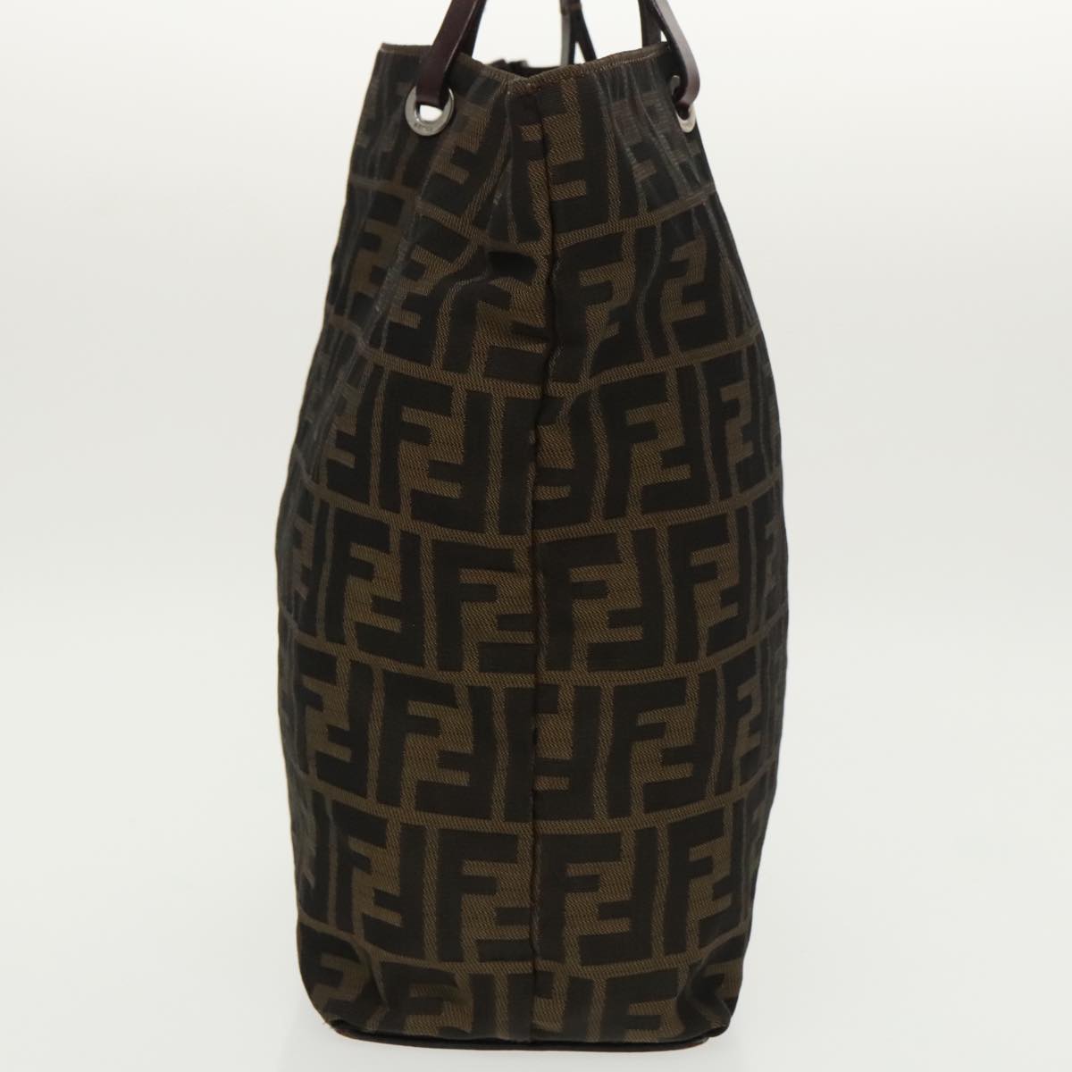 FENDI Zucca Canvas Tote Bag Brown Black Silver ep6371