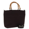 GUCCI Bamboo Hand Bag Nylon 2way Black Silver 000 1998 0540 ep6377
