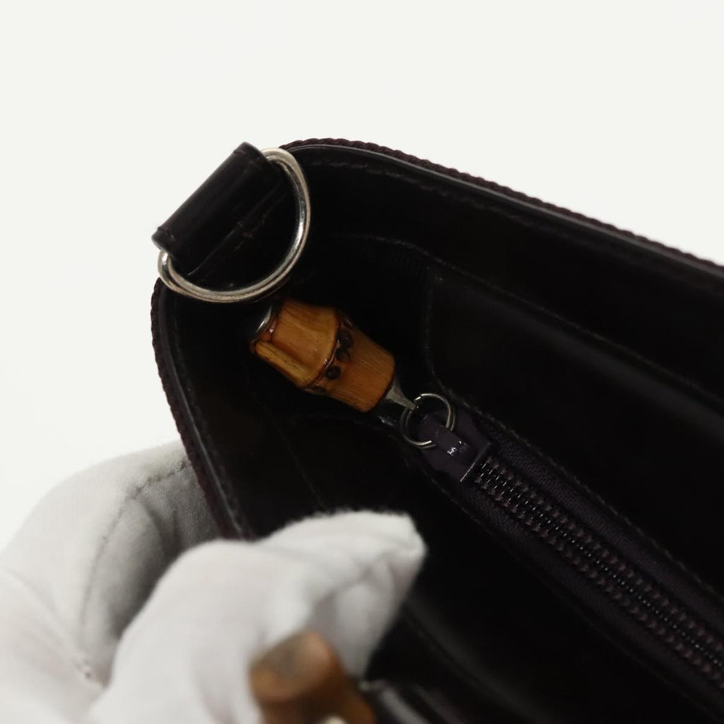 GUCCI Bamboo Hand Bag Nylon 2way Black Silver 000 1998 0540 ep6377
