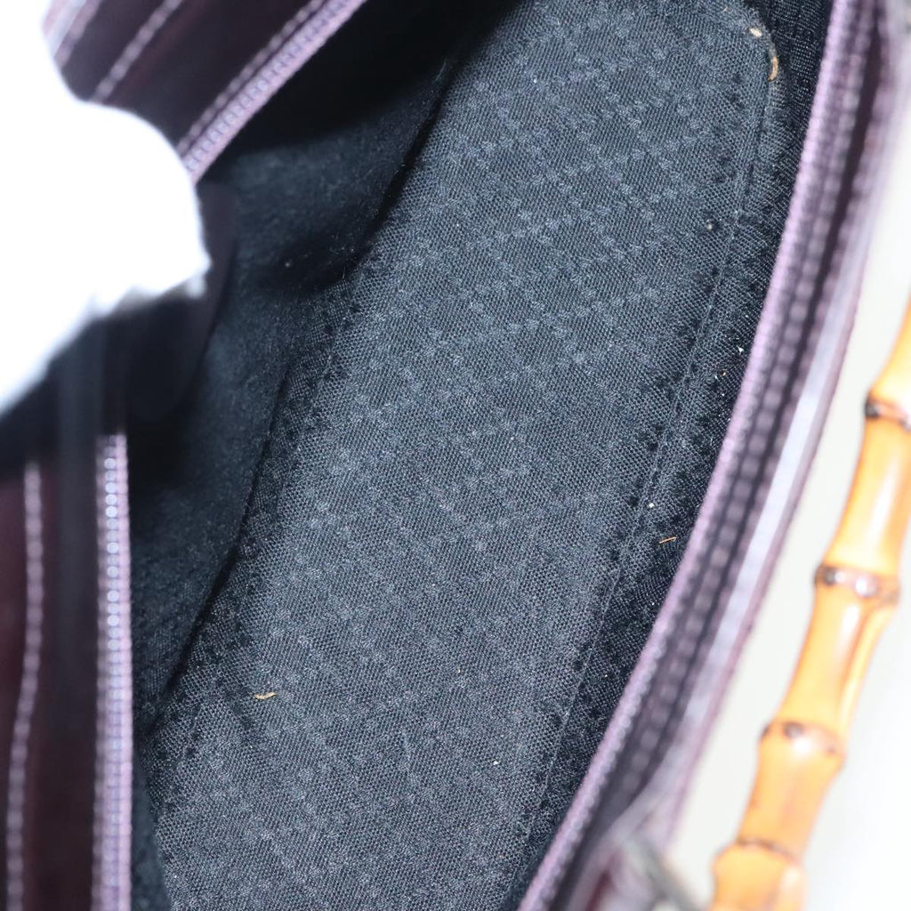 GUCCI Bamboo Hand Bag Nylon 2way Black Silver 000 1998 0540 ep6377