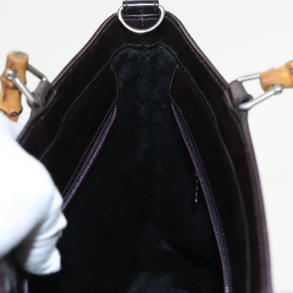 GUCCI Bamboo Hand Bag Nylon 2way Black Silver 000 1998 0540 ep6377