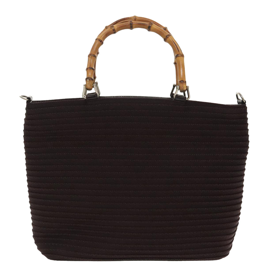 GUCCI Bamboo Hand Bag Nylon 2way Black Silver 000 1998 0540 ep6377