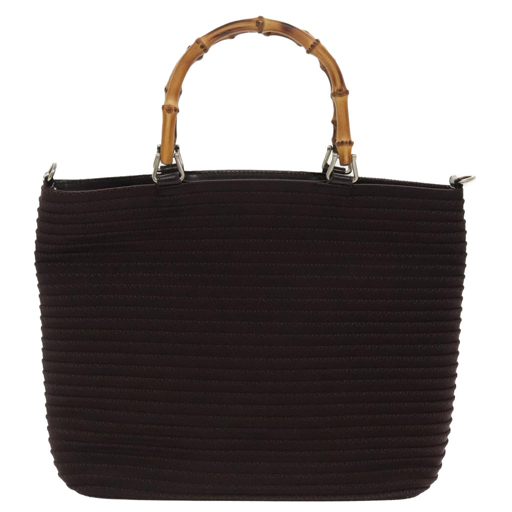 GUCCI Bamboo Hand Bag Nylon 2way Black Silver 000 1998 0540 ep6377