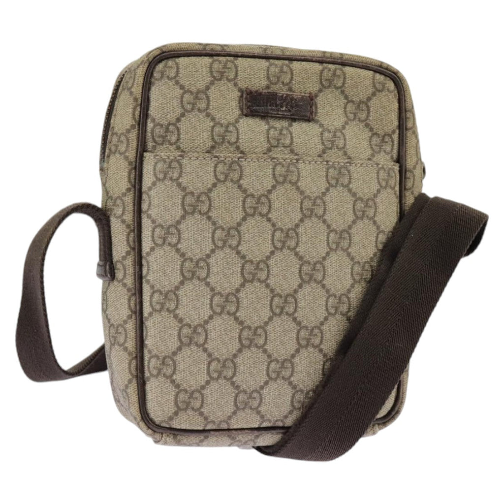 GUCCI GG Supreme Shoulder Bag PVC Beige Silver 122754 ep6381