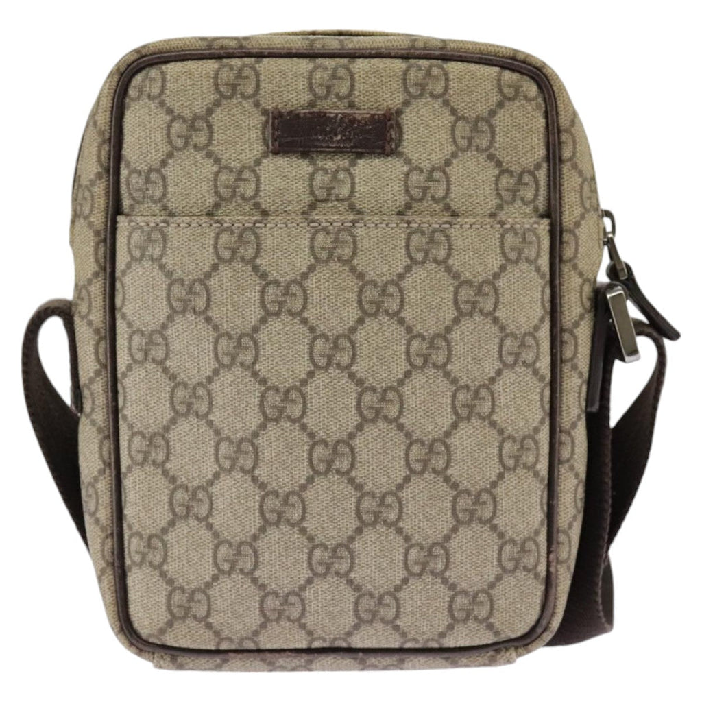 GUCCI GG Supreme Shoulder Bag PVC Beige Silver 122754 ep6381
