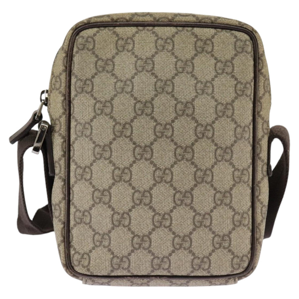 GUCCI GG Supreme Shoulder Bag PVC Beige Silver 122754 ep6381