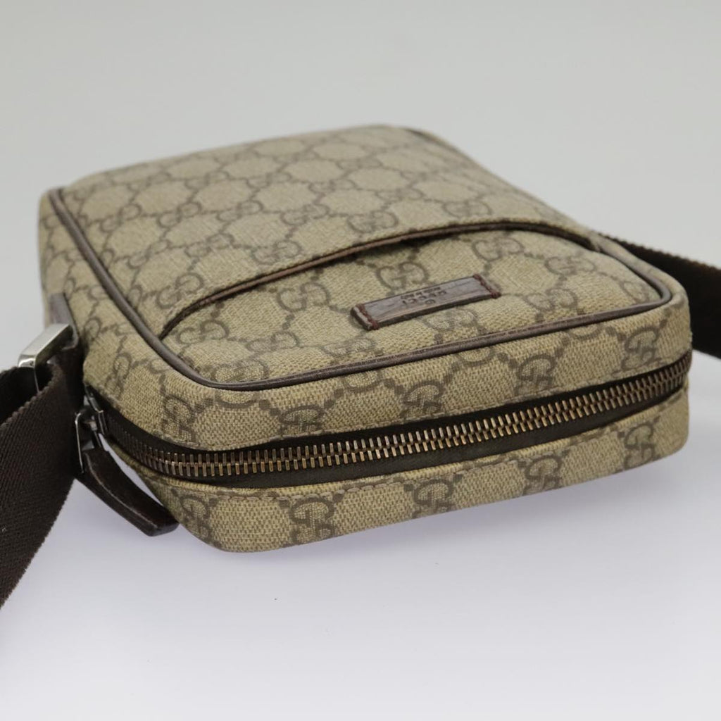 GUCCI GG Supreme Shoulder Bag PVC Beige Silver 122754 ep6381
