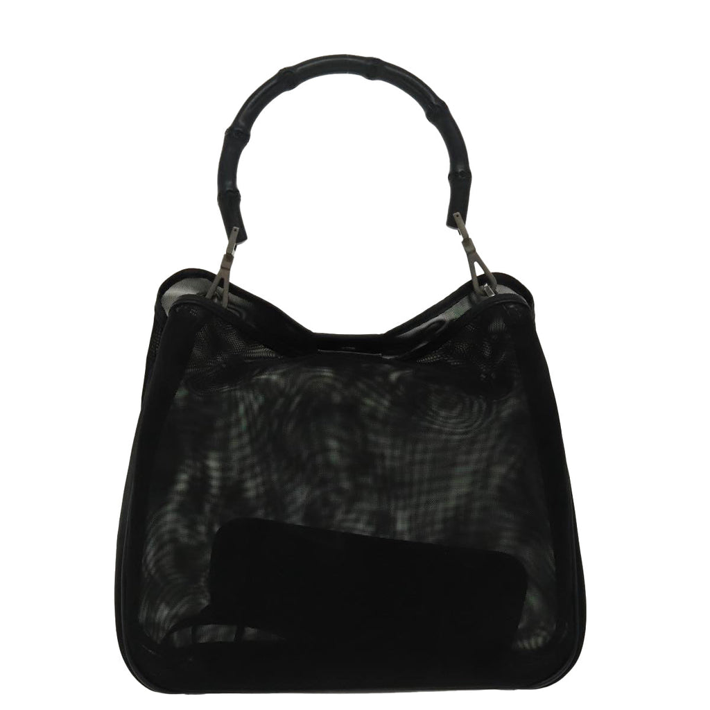 GUCCI Bamboo Mesh Hand Bag Nylon Black 001 5638 ep6383