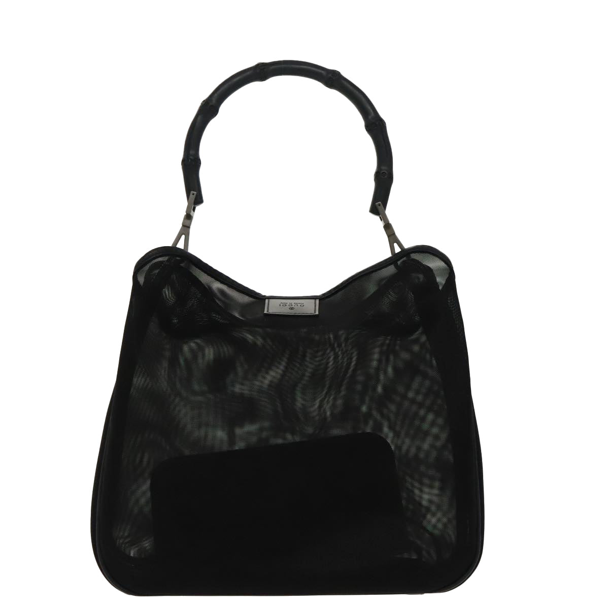 GUCCI Bamboo Mesh Hand Bag Nylon Black 001 5638 ep6383