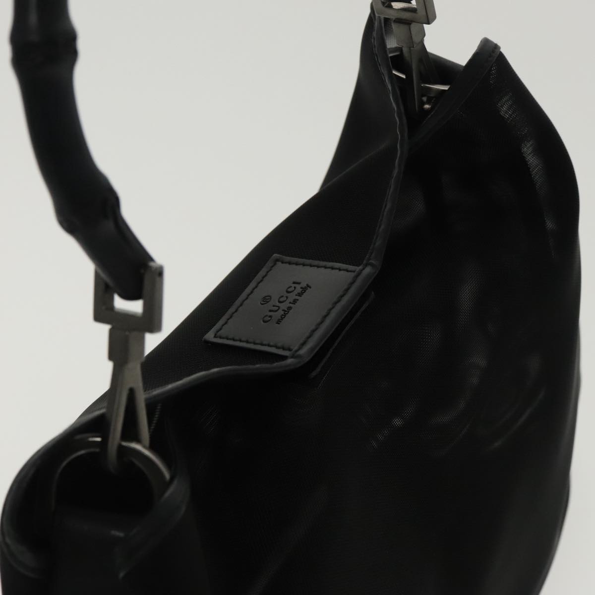 GUCCI Bamboo Mesh Hand Bag Nylon Black 001 5638 ep6383