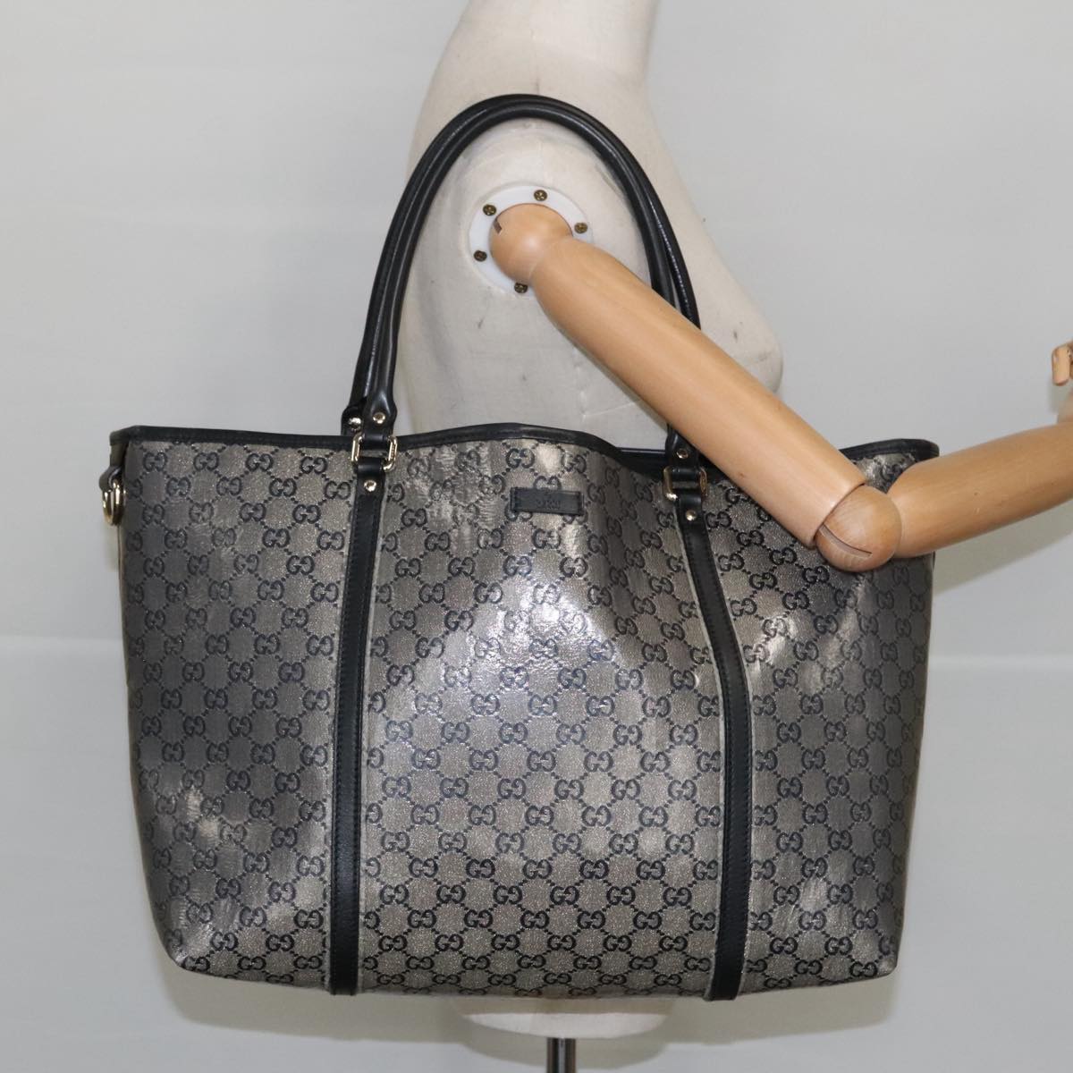 GUCCI GG Crystal Tote Bag Navy Gold 197954 ep6395