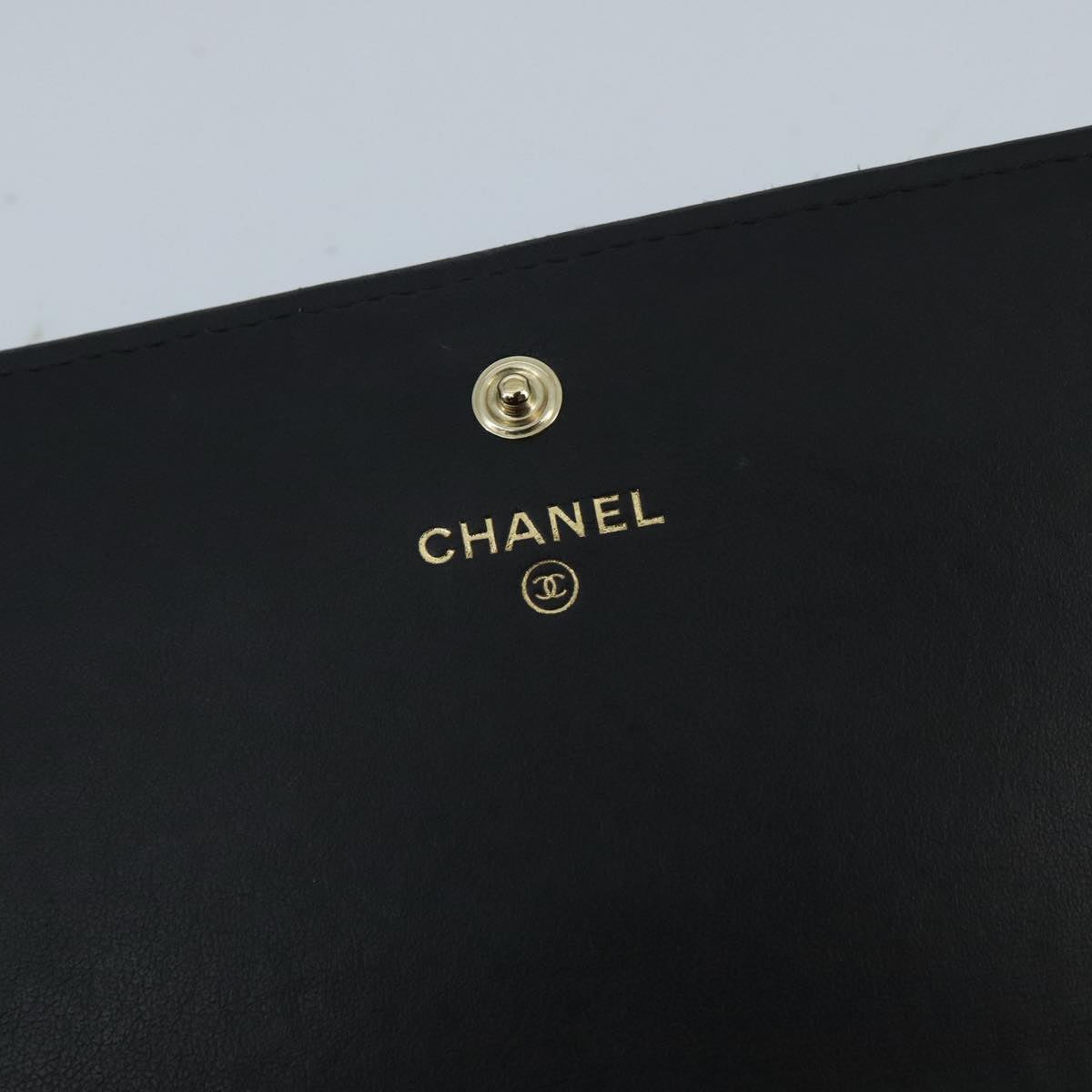 CHANEL Deauville line Long Wallet Canvas Navy Gold CC ep6417