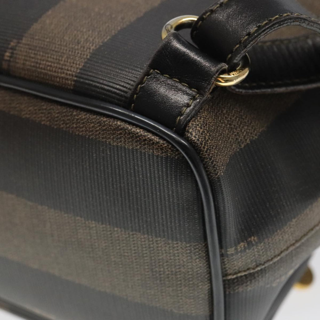 FENDI Pecan Canvas Backpack Brown Black gold ep6437