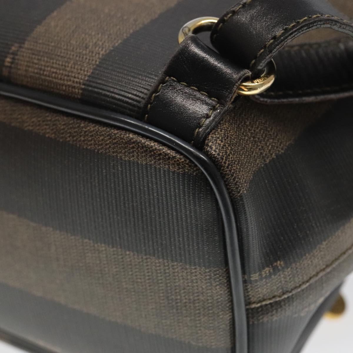 FENDI Pecan Canvas Backpack Brown Black gold ep6437
