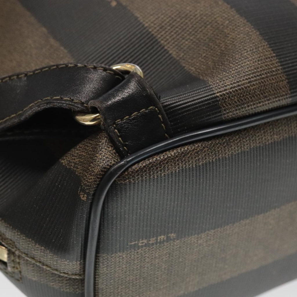 FENDI Pecan Canvas Backpack Brown Black gold ep6437