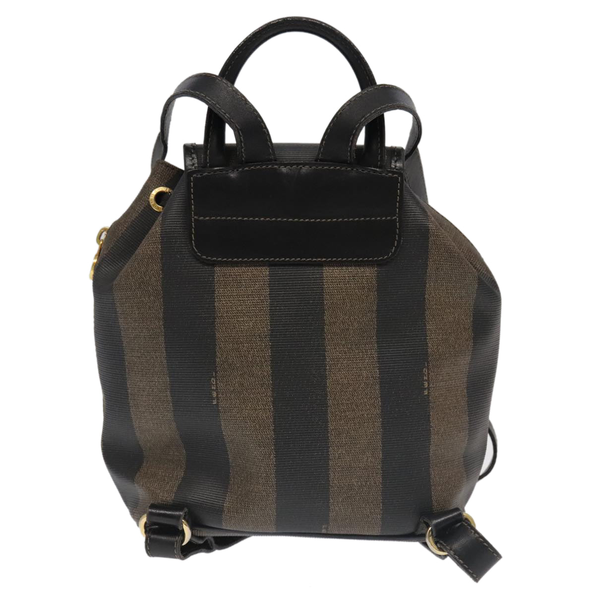 FENDI Pecan Canvas Backpack Brown Black gold ep6437