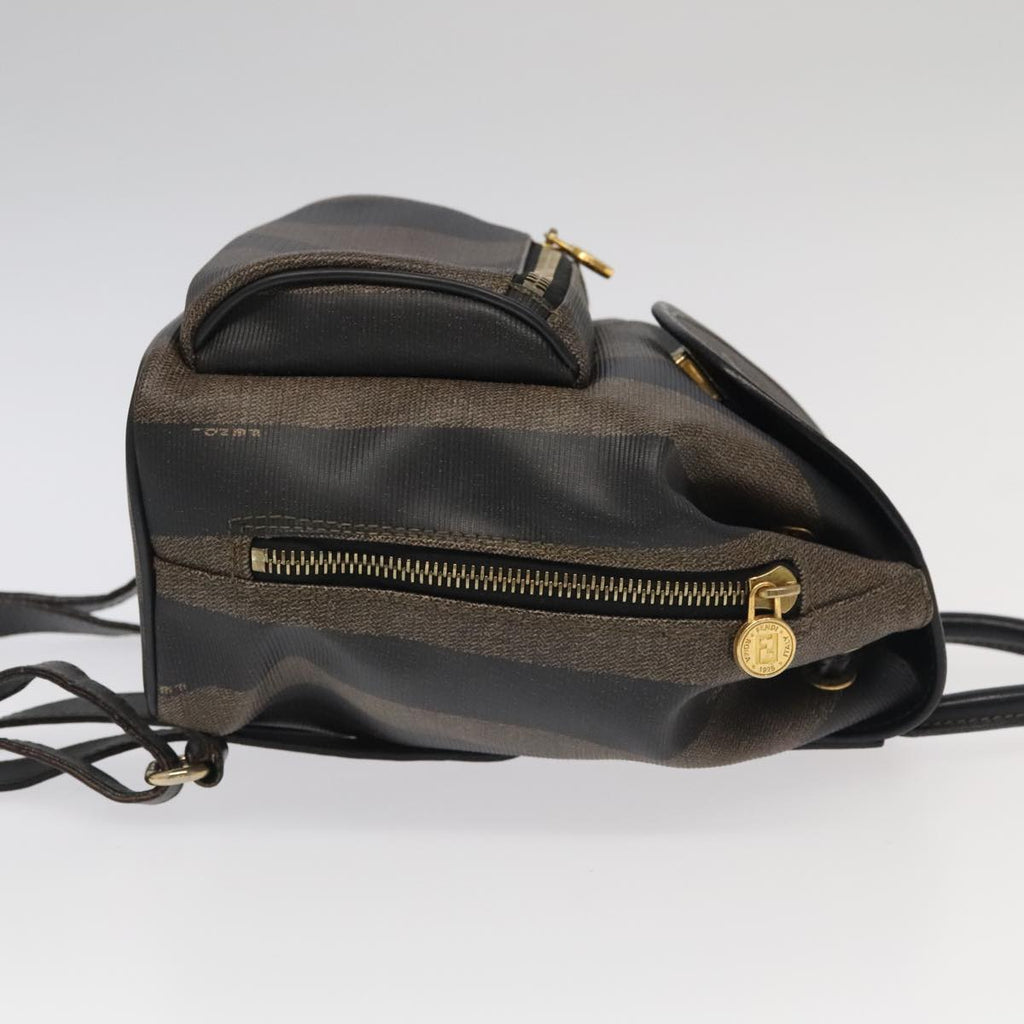 FENDI Pecan Canvas Backpack Brown Black gold ep6437
