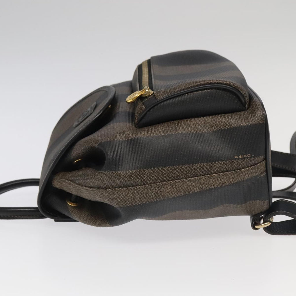 FENDI Pecan Canvas Backpack Brown Black gold ep6437