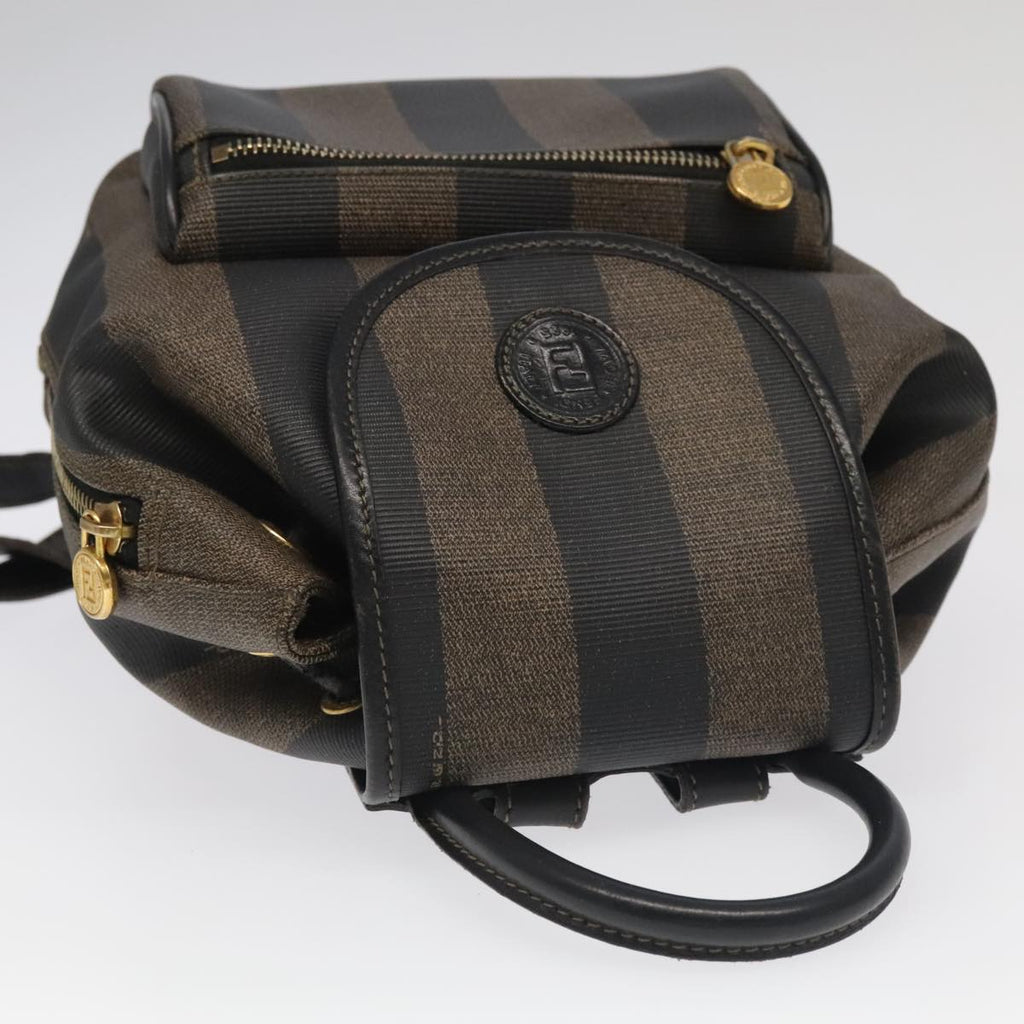 FENDI Pecan Canvas Backpack Brown Black gold ep6437