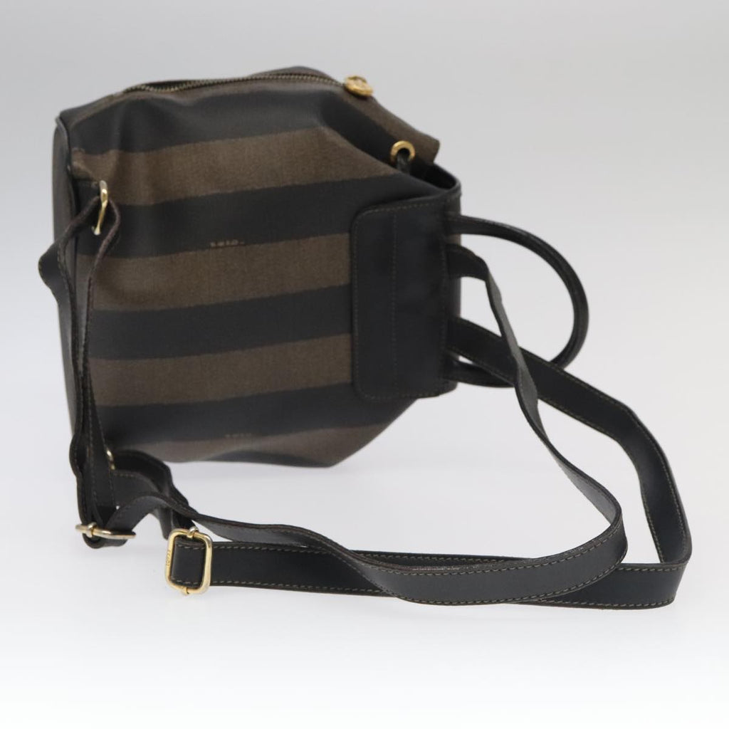FENDI Pecan Canvas Backpack Brown Black gold ep6437