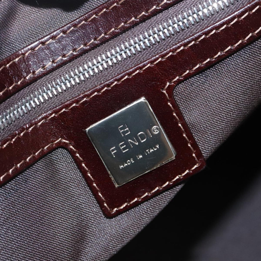 FENDI Hand Bag Corduroy Brown Silver ep6446