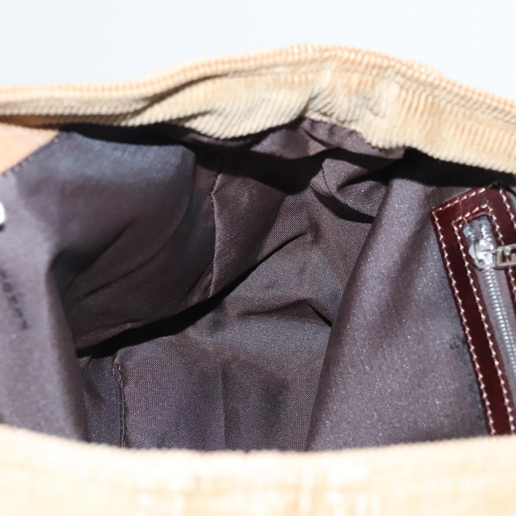 FENDI Hand Bag Corduroy Brown Silver ep6446