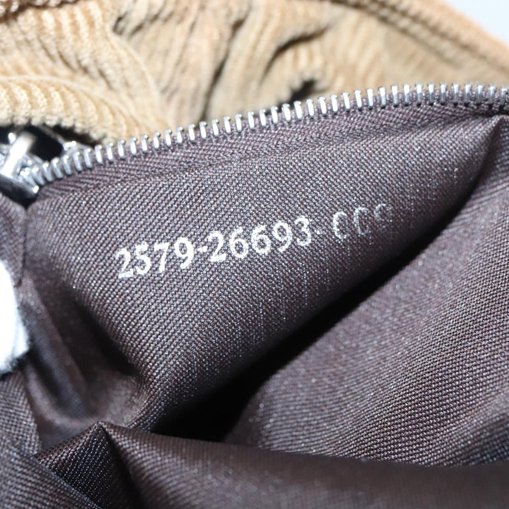 FENDI Hand Bag Corduroy Brown Silver ep6446