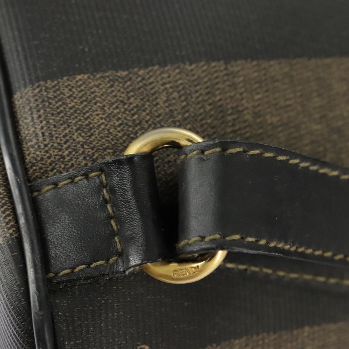 FENDI Pecan Canvas Backpack Brown Black gold ep6451