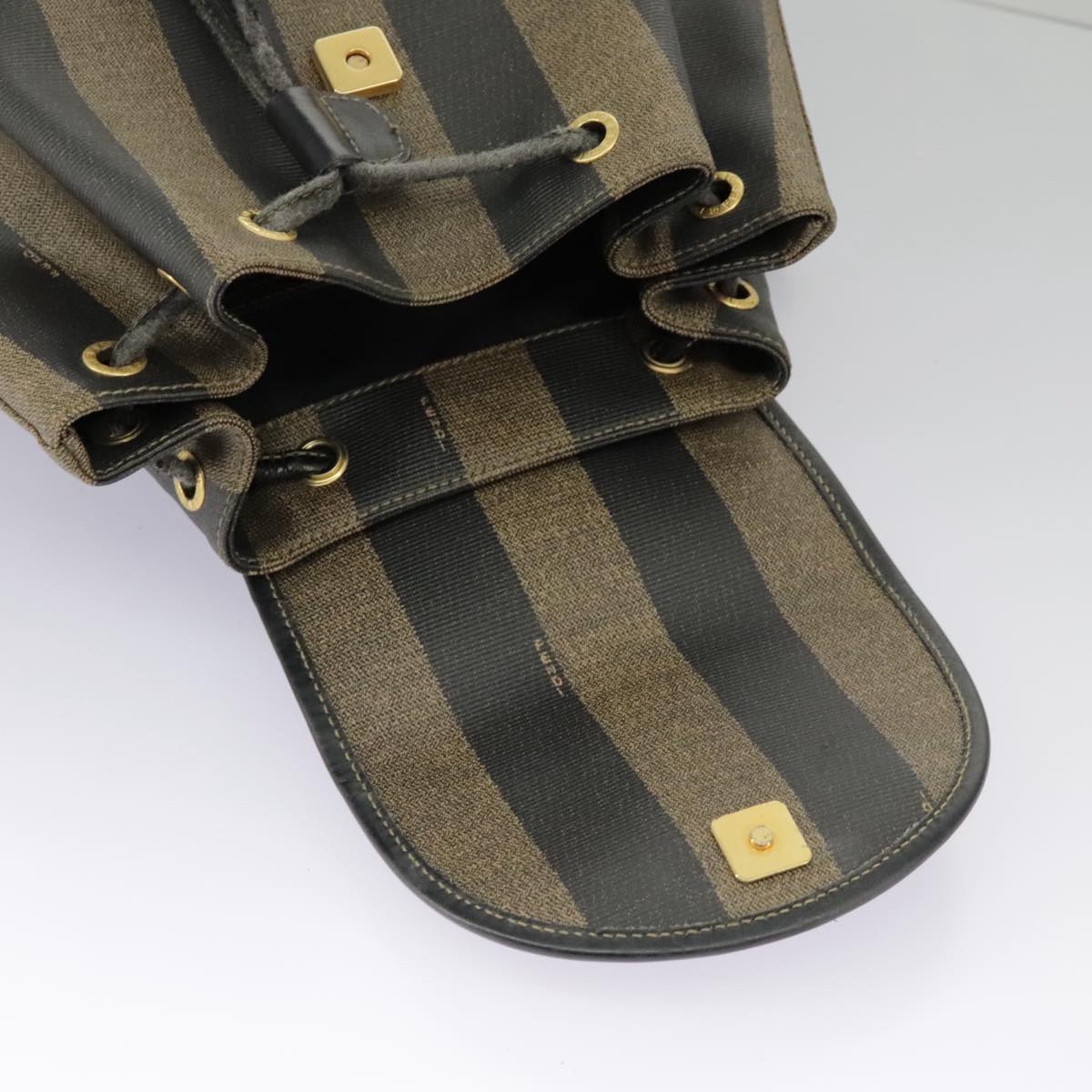 FENDI Pecan Canvas Backpack Brown Black gold ep6451