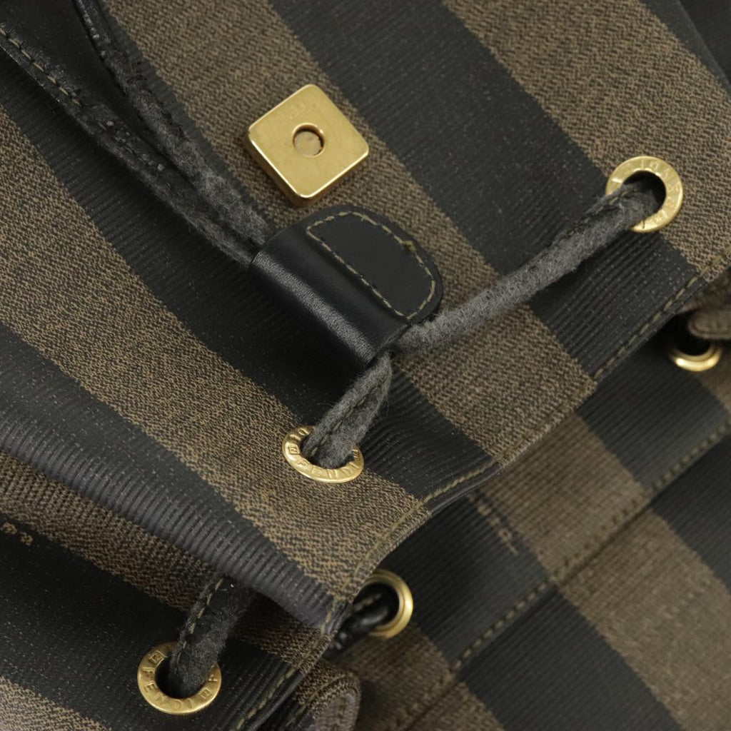 FENDI Pecan Canvas Backpack Brown Black gold ep6451